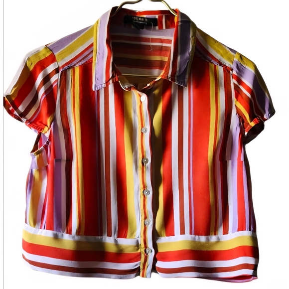 Forever 21 Colorful Striped Button-Down Shirt - Picture 2 of 5